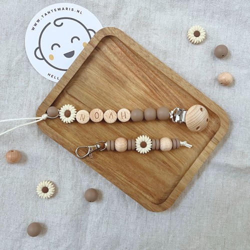 Set speenkoord met naam en hanger | Flower