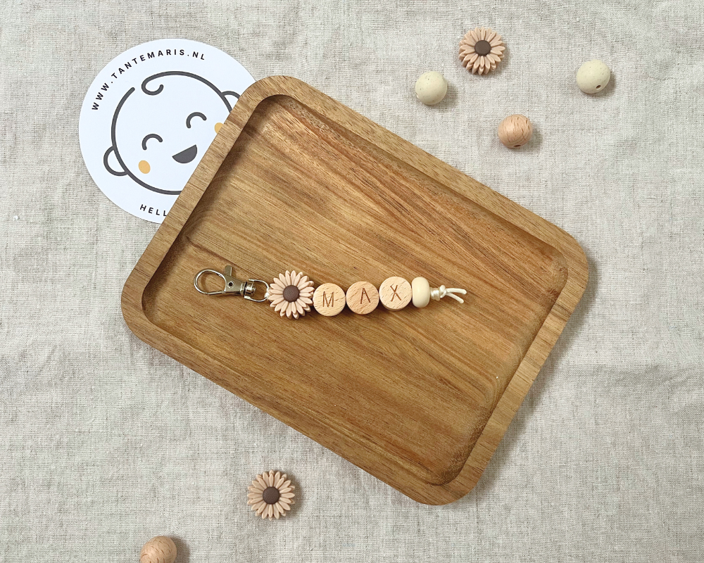 Sleutelhanger | Beige flower | 0+mnd | s25 collectie | Brievenbusproof