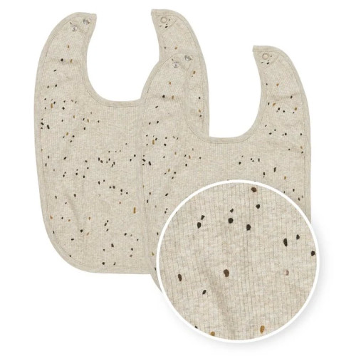 Meyco Baby Rib Mini Spot slab met drukknoop - 2-pack - zandmelange