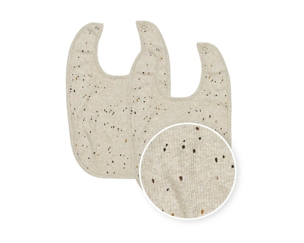 Meyco Baby Rib Mini Spot slab met drukknoop - 2-pack - zandmelange