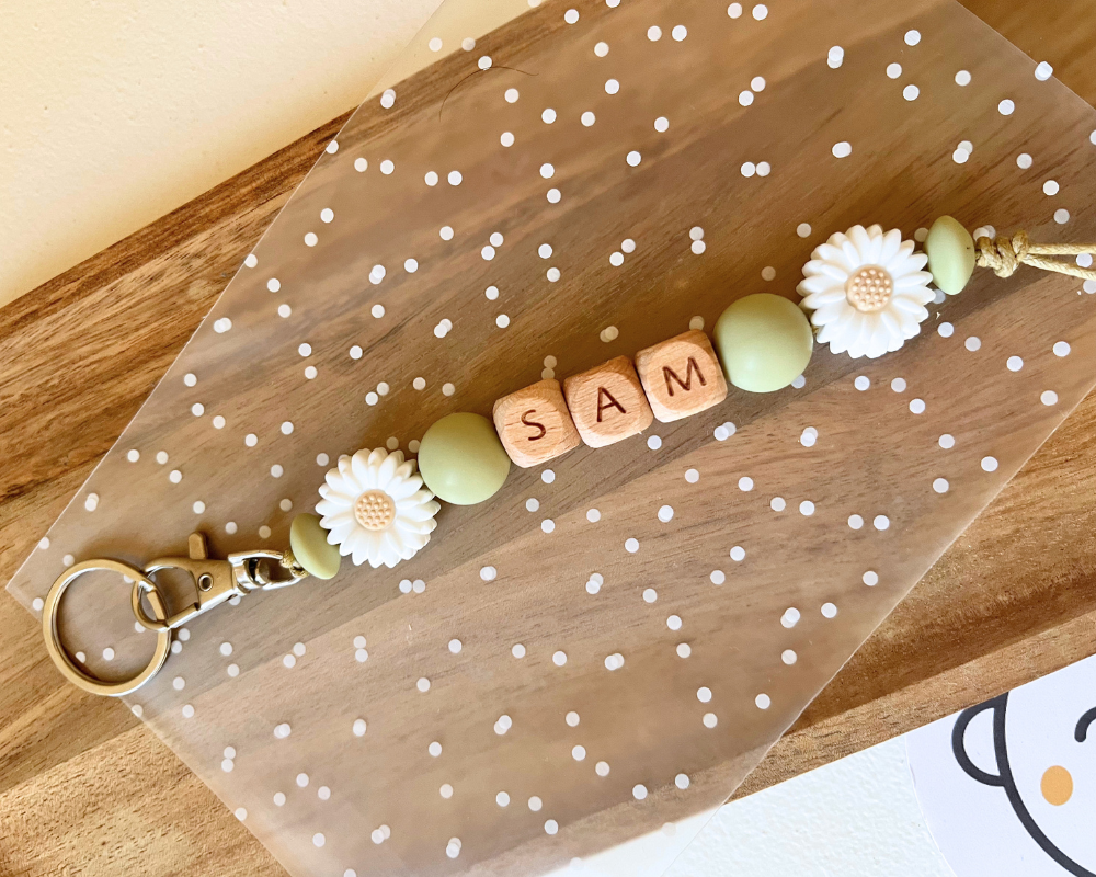 Sleutelhanger | Gepersonaliseerd | Flower power | Groen | Brievenbusproof | Los item